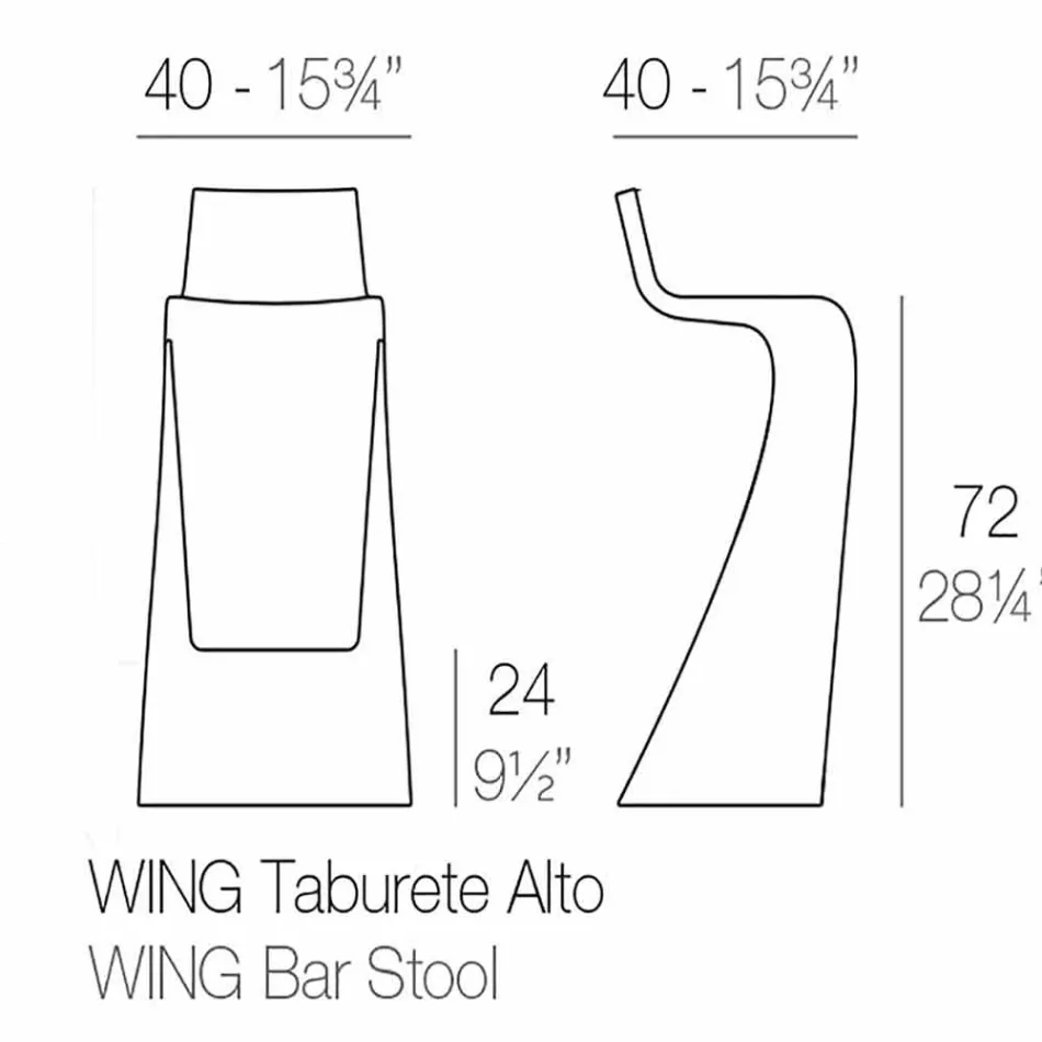 Wing Vondom modern design barstol i polyeten Viadurini