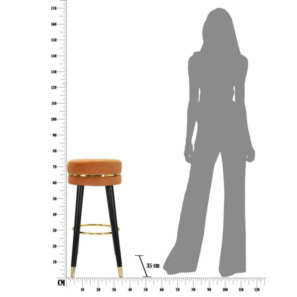 Rund barstol i trä och tyg av modern design - Rupert Viadurini