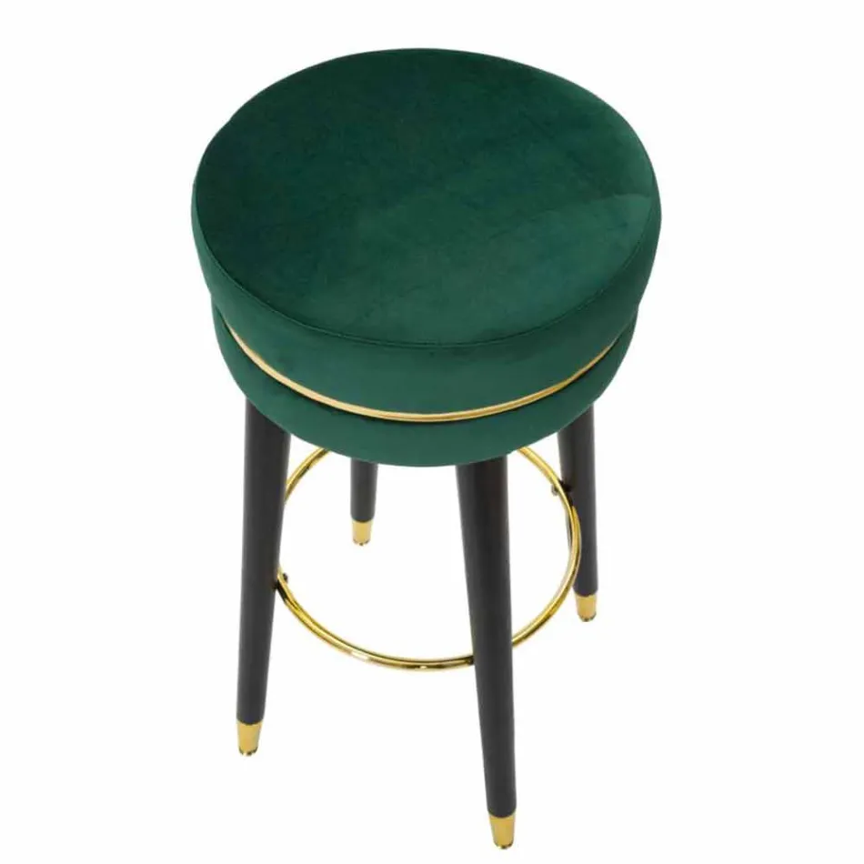 Rund barstol i trä och tyg av modern design - Rupert Viadurini