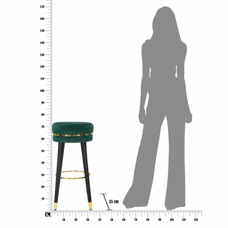 Rund barstol i trä och tyg av modern design - Rupert Viadurini