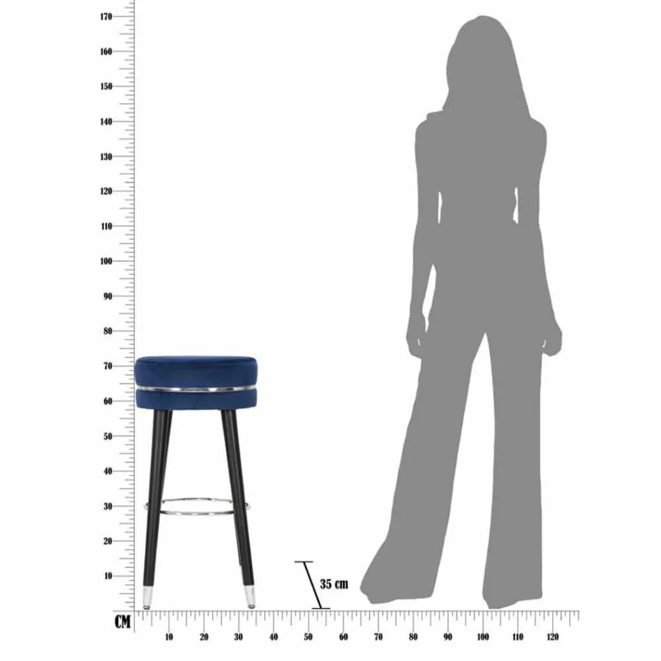 Rund barstol i trä och tyg av modern design - Rupert Viadurini