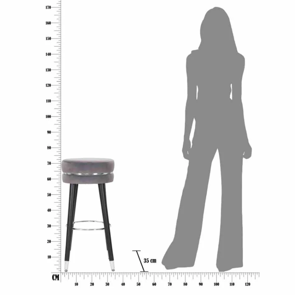 Rund barstol i trä och tyg av modern design - Rupert Viadurini