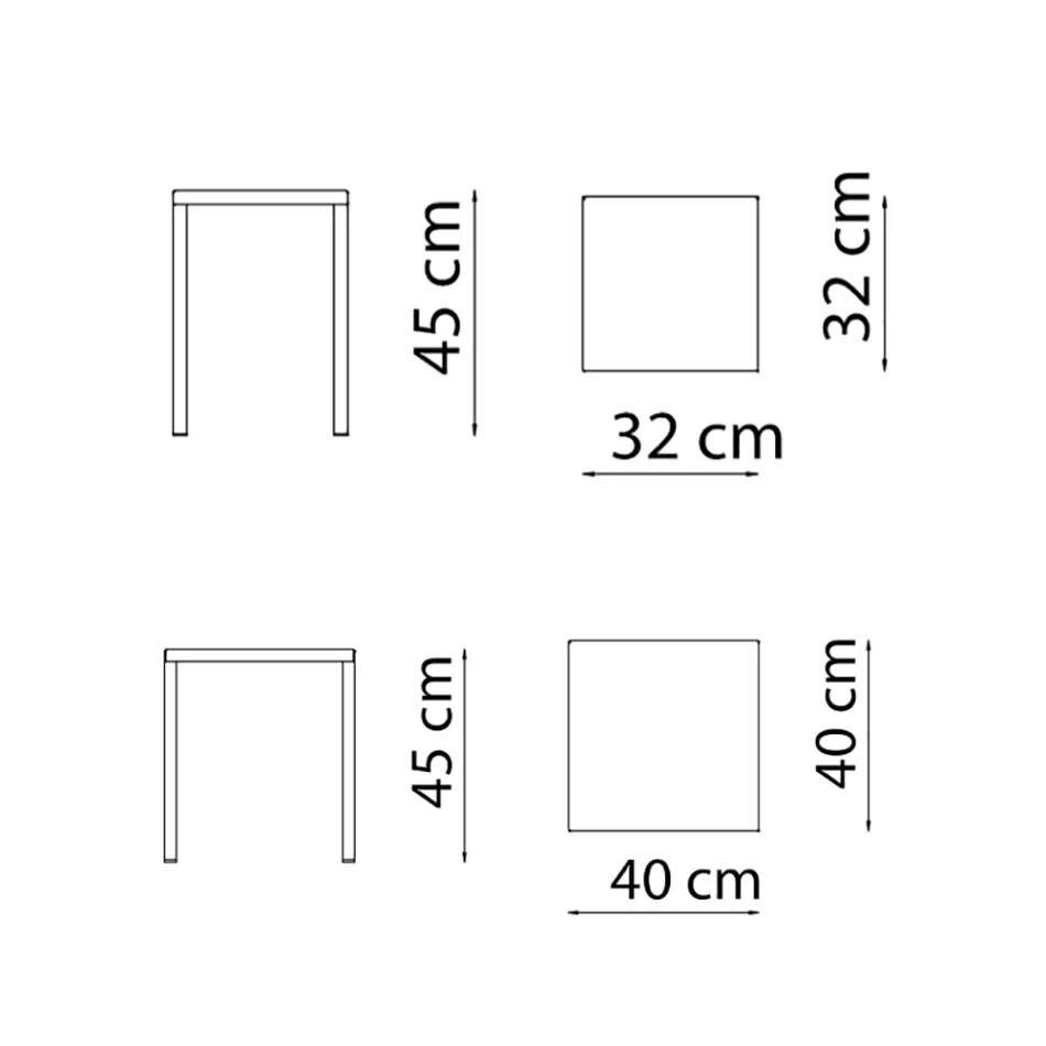 Låg fyrkantig stål utomhuspall tillverkad i Italien - Azul Viadurini