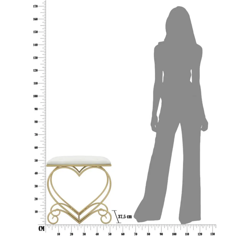 Låg järnpall Guldfinish med tygsäte - Dimentico Viadurini