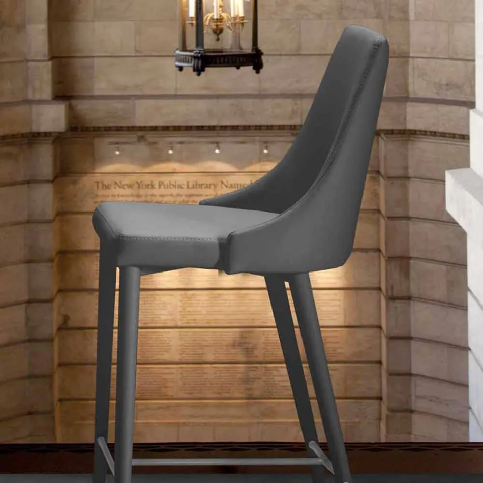 Pall med ryggstöd, designmetallbas - Berenice Viadurini