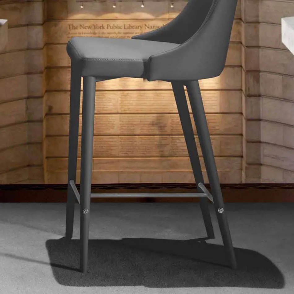 Pall med ryggstöd, designmetallbas - Berenice Viadurini