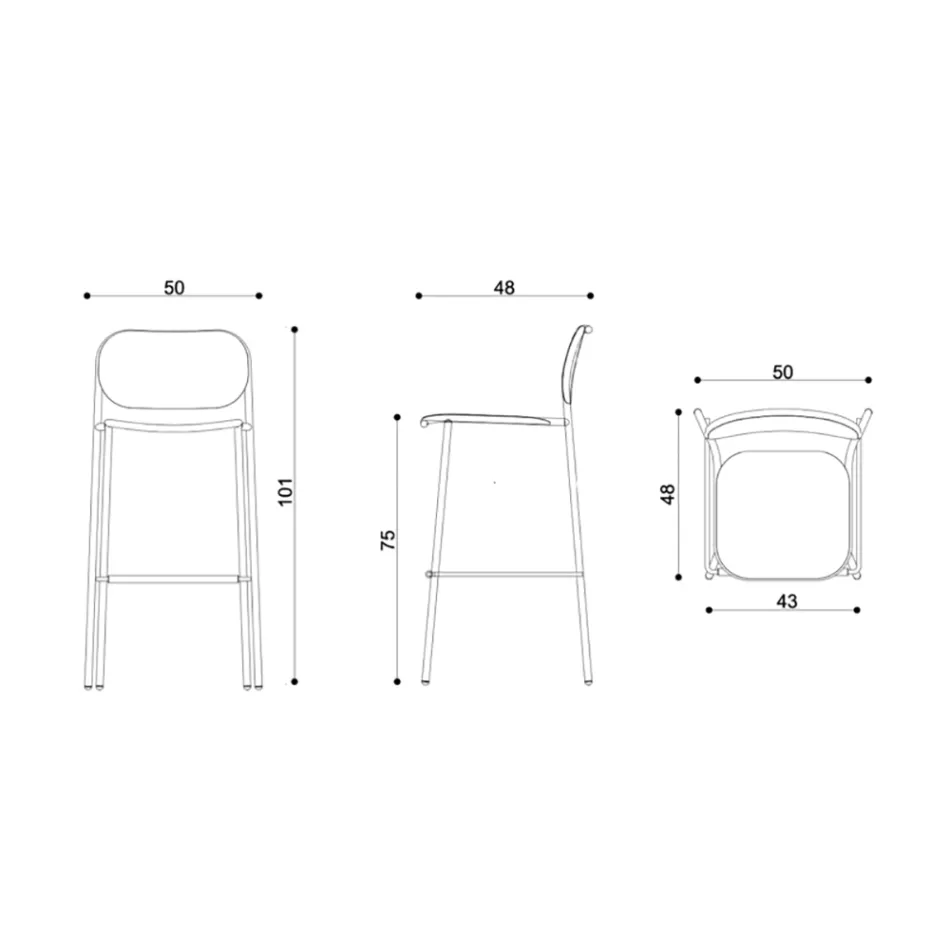 Kökspall i ek och metall Tillverkad i Italien 2 delar - Saffia Viadurini