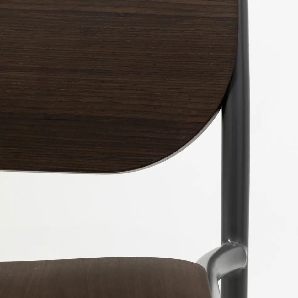 Kökspall i ek och metall Tillverkad i Italien 2 delar - Saffia Viadurini