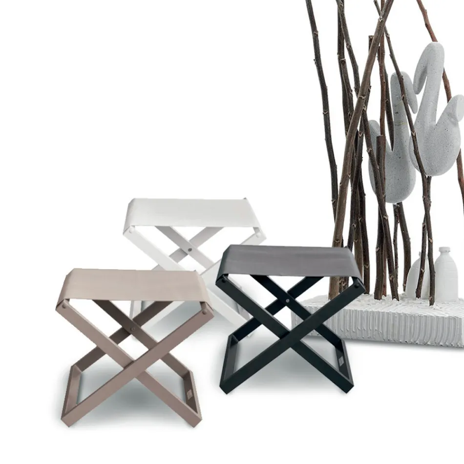 Utomhuspall i målad aluminium och textilen - Edward Viadurini