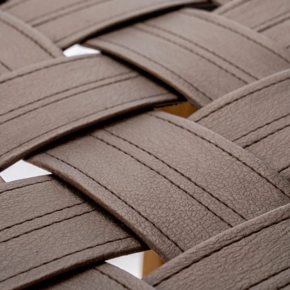 Designer badrumspall gjord av teak med vävd sits - Yucca Viadurini