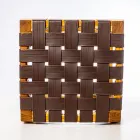 Designer badrumspall gjord av teak med vävd sits - Yucca Viadurini