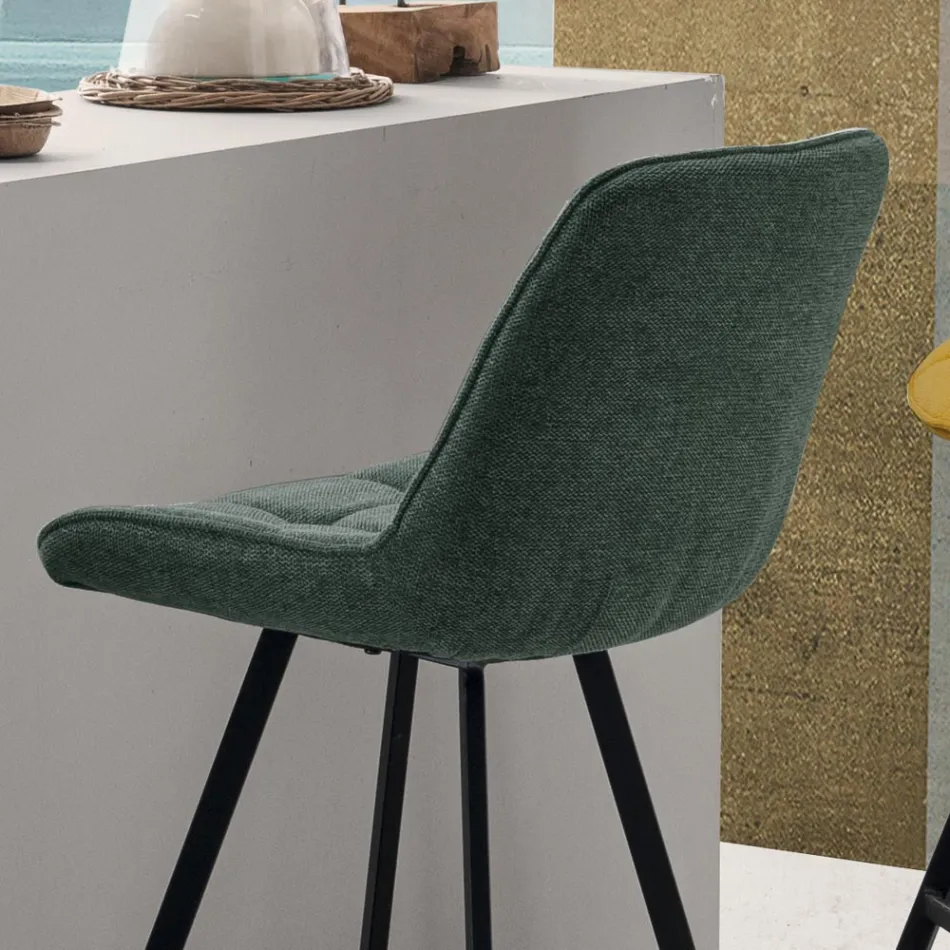 Klädd kökspall med metallstruktur 2 delar - Raggia Viadurini