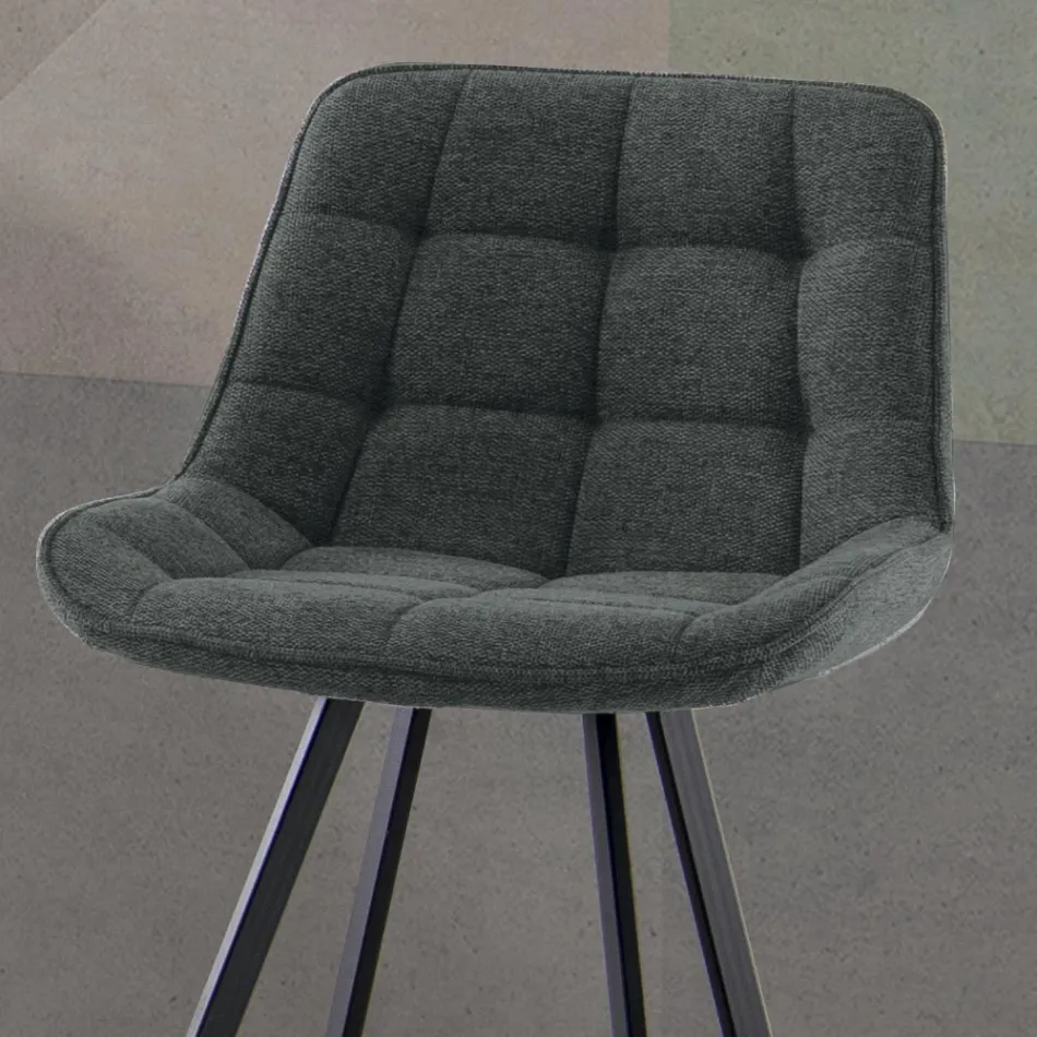 Klädd kökspall med metallstruktur 2 delar - Raggia Viadurini