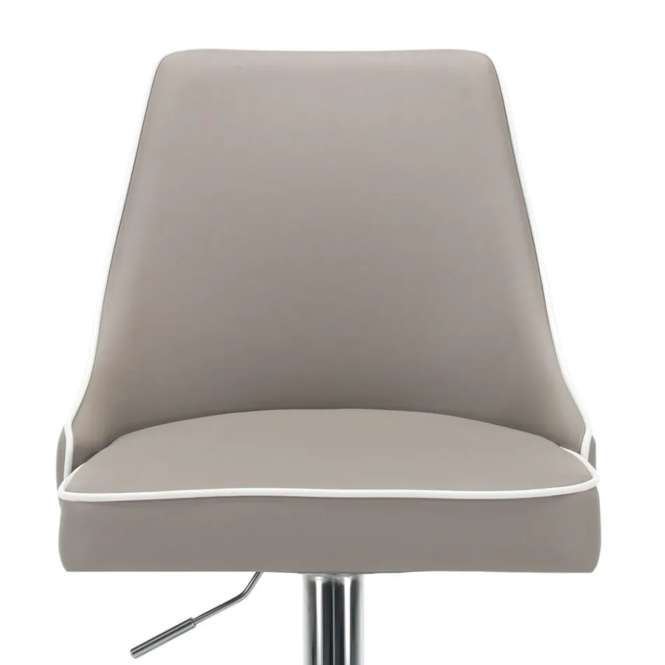 Kökspall i ekologiskt läder och kromat stål Tillverkad i Italien - Nirvana Viadurini