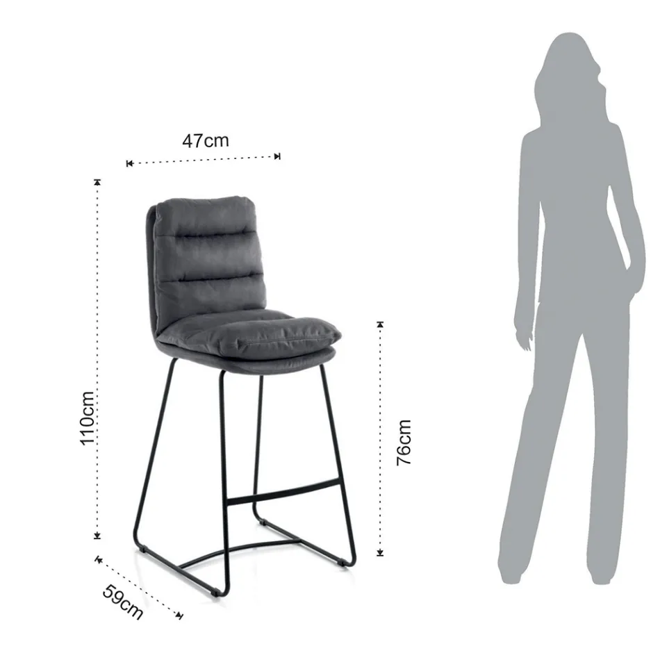 Kökspall i mikrofibergrå sammetseffekt 2 delar - Fortaleza Viadurini