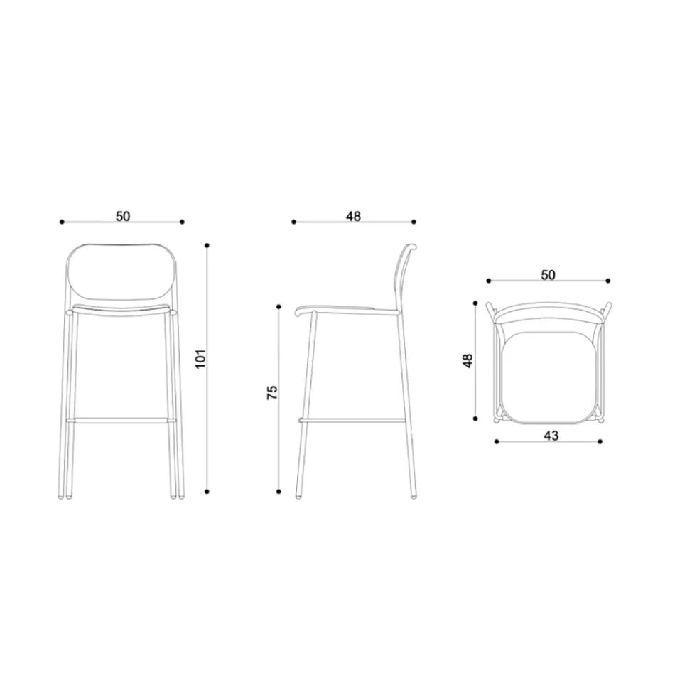 Kökspall i tyg och metall Made in Italy 2 delar - Sangria Viadurini
