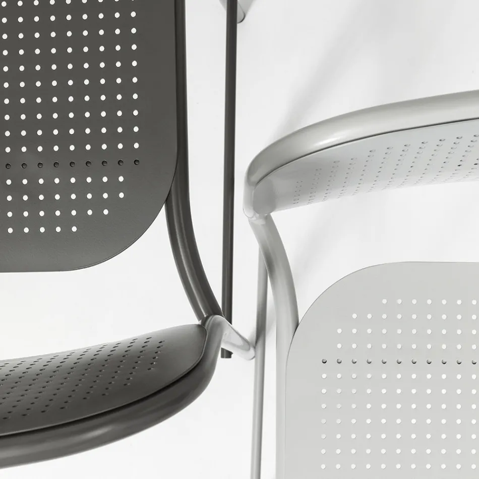 Stapelbar metallpall utomhus tillverkad i Italien 2 delar - Synergy Viadurini