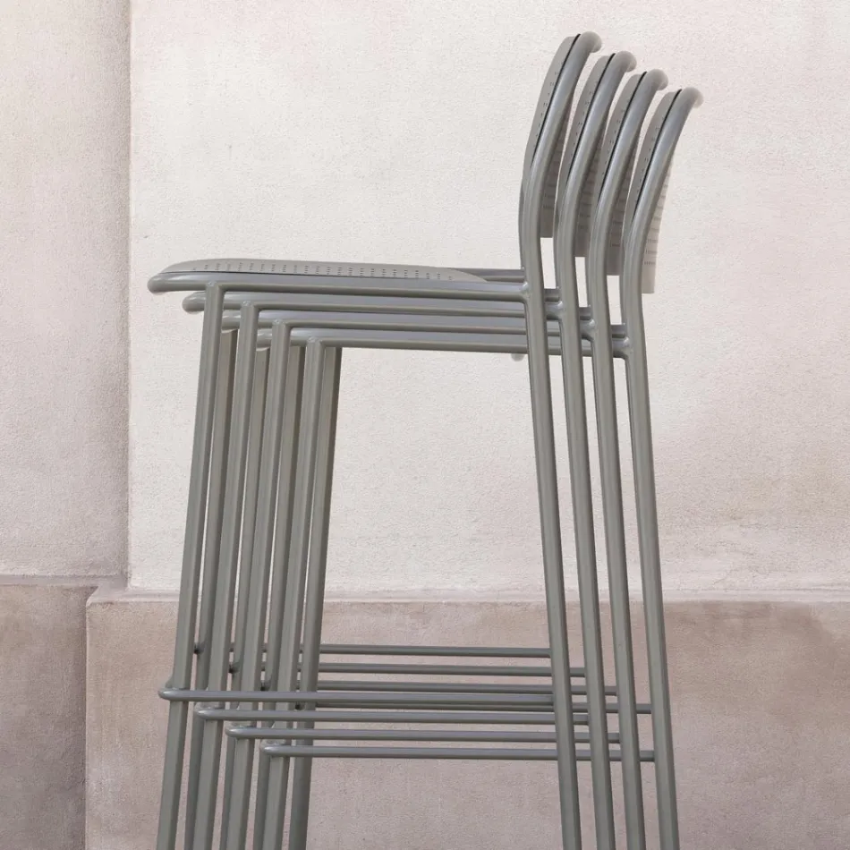 Stapelbar metallpall utomhus tillverkad i Italien 2 delar - Synergy Viadurini