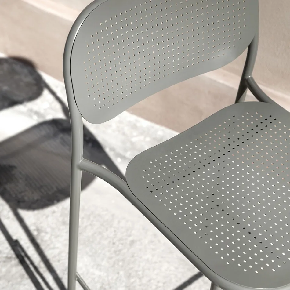 Stapelbar metallpall utomhus tillverkad i Italien 2 delar - Synergy Viadurini