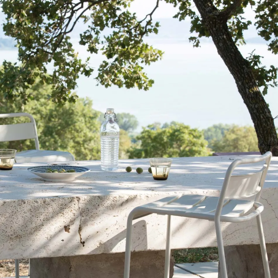 Stapelbar utomhuspall i galvaniserad metall Tillverkad i Italien - Amina Viadurini