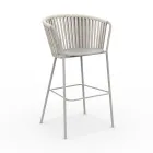 Trädgårdspall i rostfritt stål och ryggstöd med rep - Luxura Viadurini