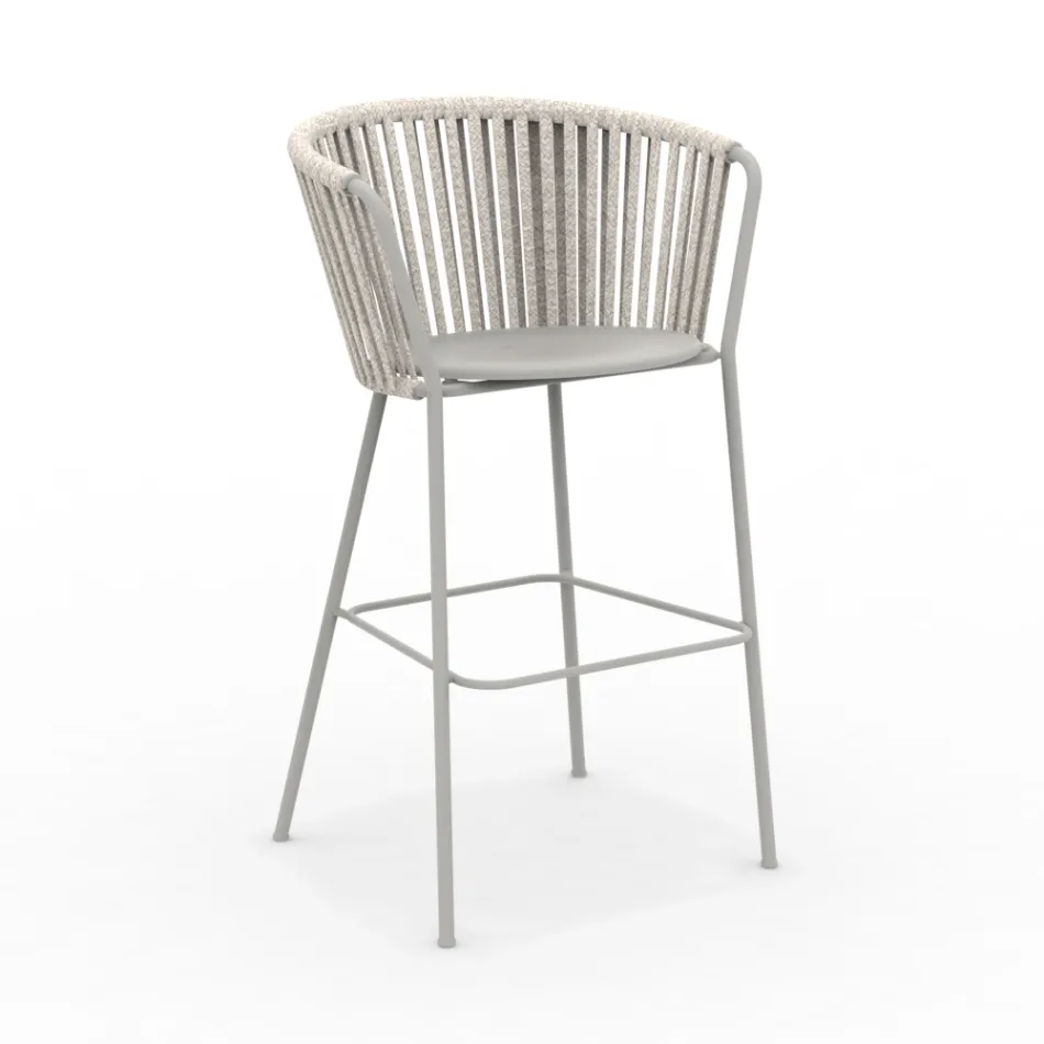 Trädgårdspall i rostfritt stål och ryggstöd med rep - Luxura Viadurini