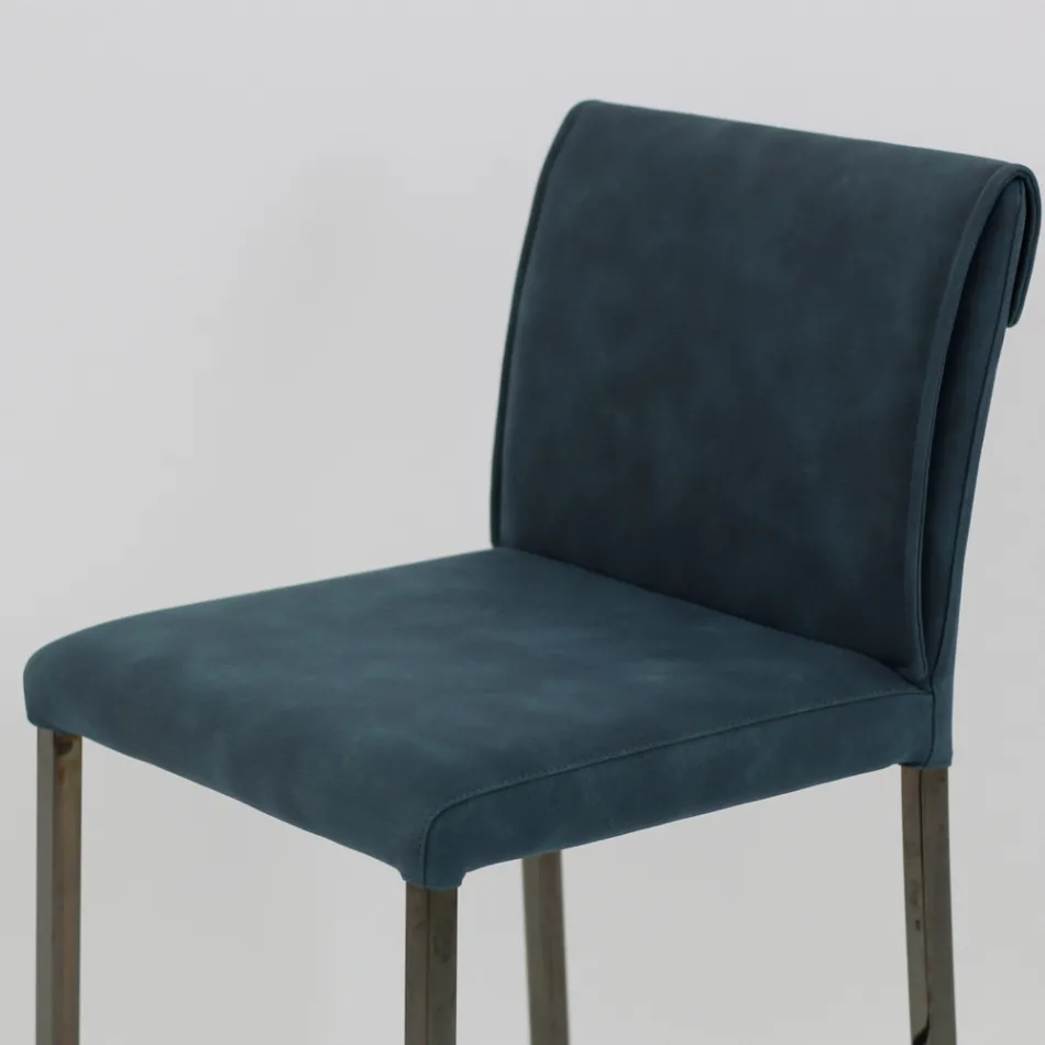 Vardagsrumspall i konstläder och struktur i Nikel Tillverkad i Italien - Cleto Viadurini