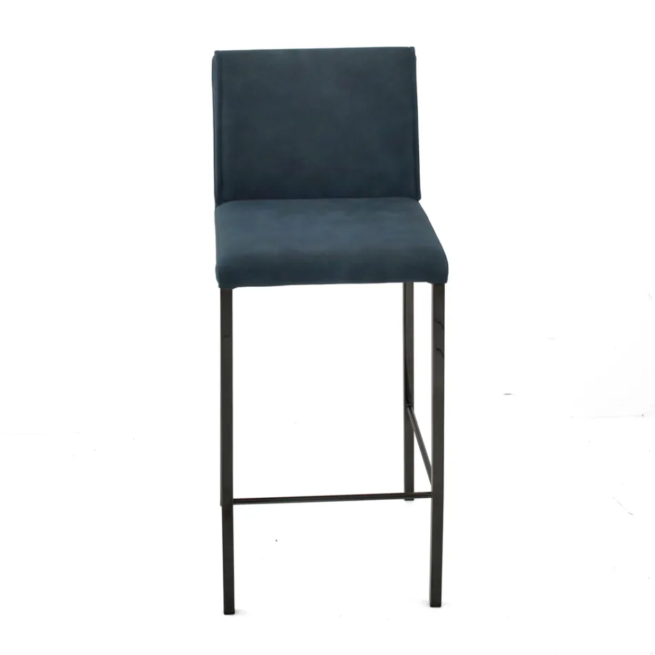 Vardagsrumspall i konstläder och struktur i Nikel Tillverkad i Italien - Cleto Viadurini