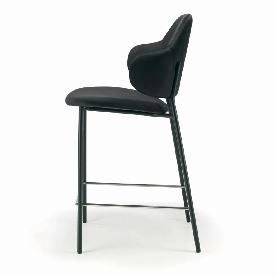 Vardagsrumspall Tillverkad av stål och sammet Tillverkad i Italien - Rimini Viadurini