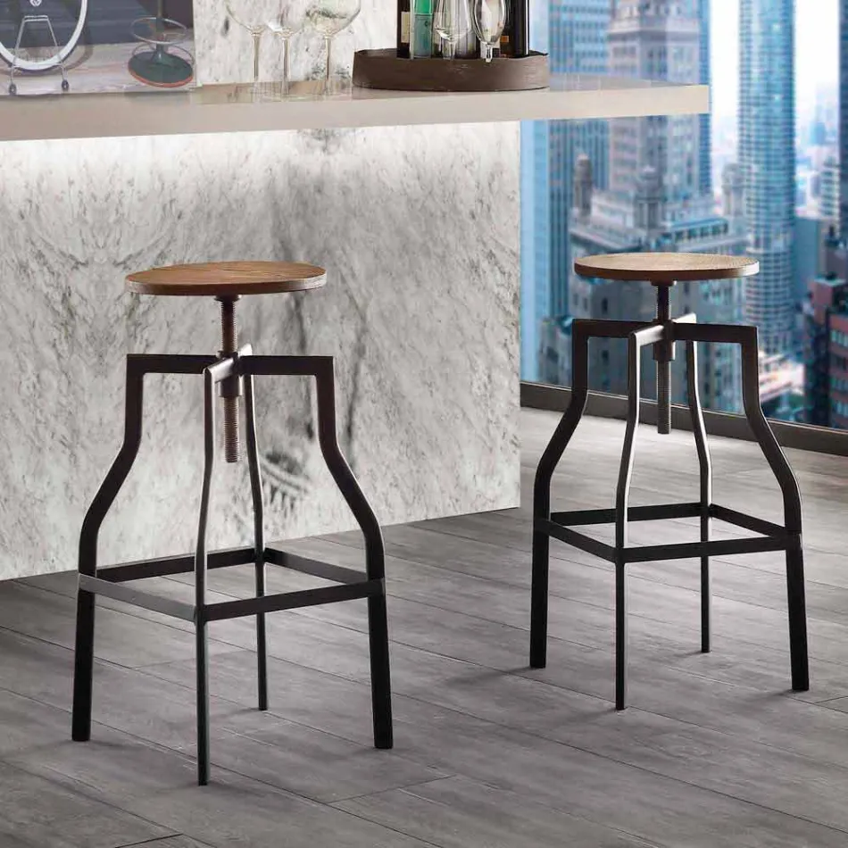 Designstol i metall och trä justerbar produkt Italien Livorno Viadurini