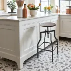 Modern designpall i metall och trä, justerbar Livorno2 Viadurini