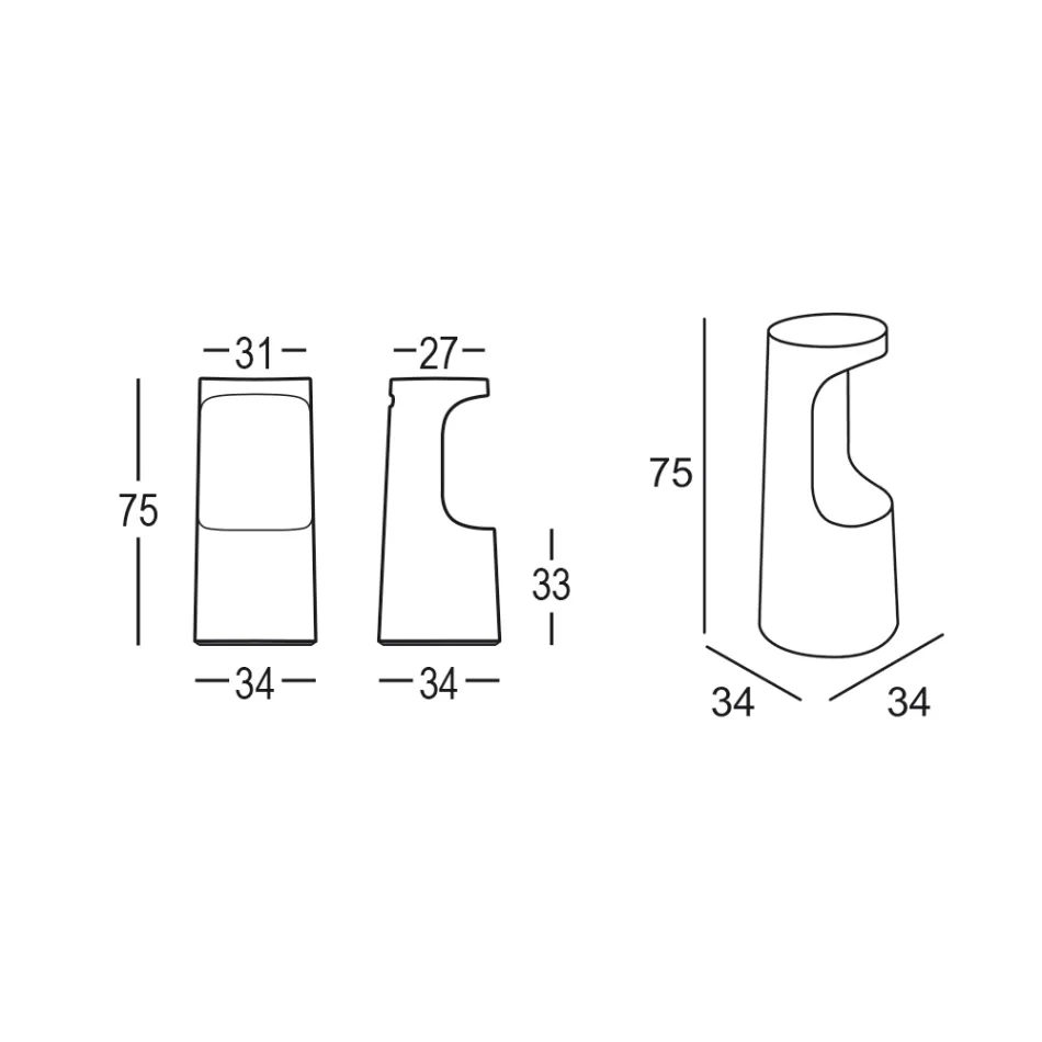 Högdesignad pall i matt polyeten för utomhusbruk Tillverkad i Italien - Forlina Viadurini