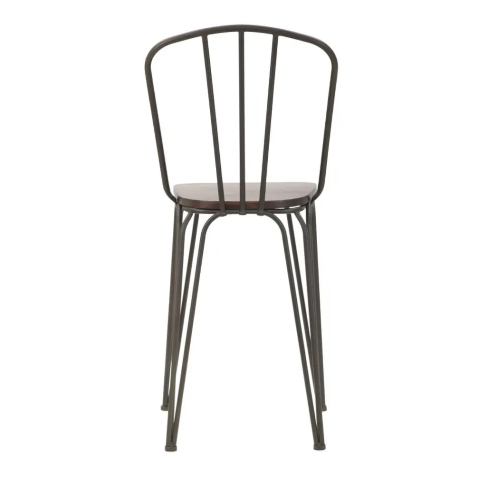 Modern designpall i industriell stil i järn och trä, 2 delar - Erika Viadurini