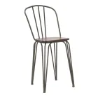 Modern designpall i industriell stil i järn och trä, 2 delar - Erika Viadurini