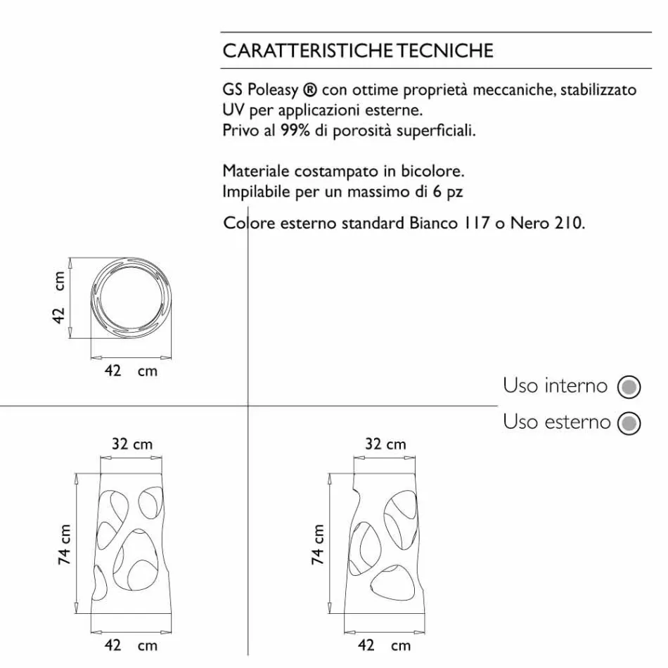 Stapelbar pall utomhus eller inomhus Vit eller svart 2 delar - Liberty av Myyour Viadurini