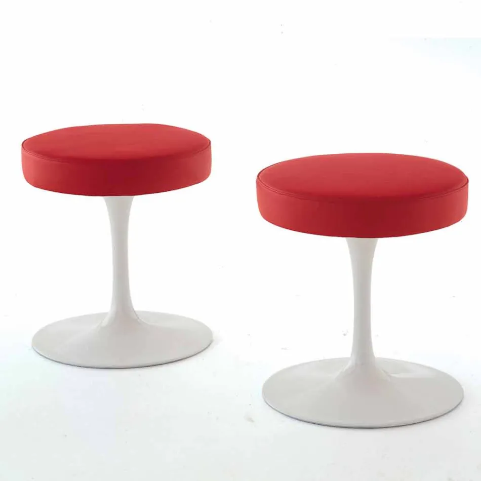 Vridbar pall i lackerad aluminium med lädersäte tillverkad i Italien - Dacia Viadurini