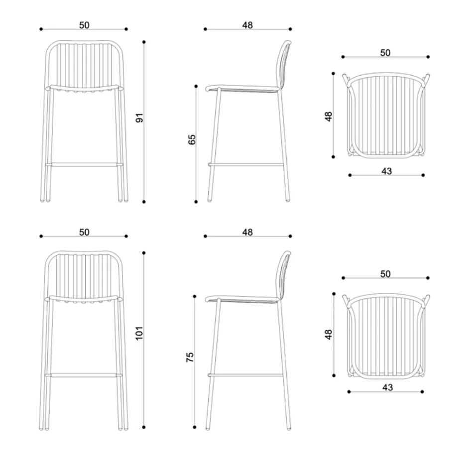 Stapelbar utomhuspall i metall tillverkad i Italien 2 delar - helt enkelt Viadurini