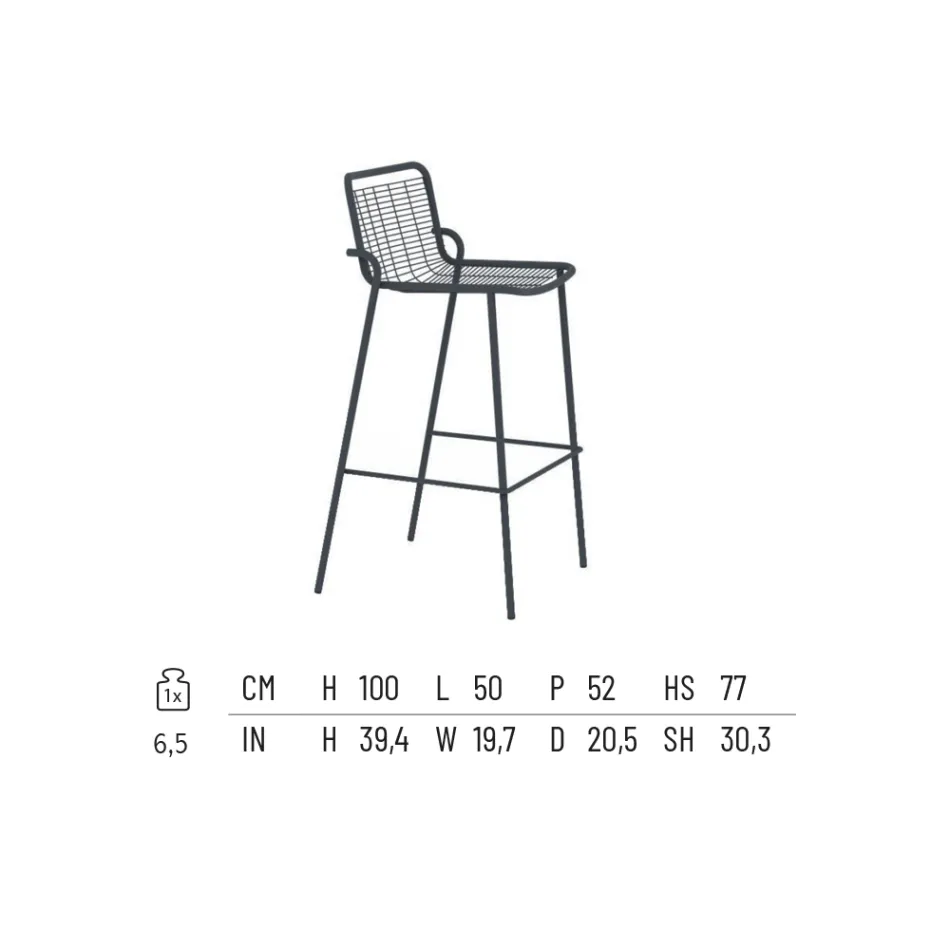 Stapelbar utomhuspall i metall Tillverkad i Italien 2 delar - Vikas Viadurini