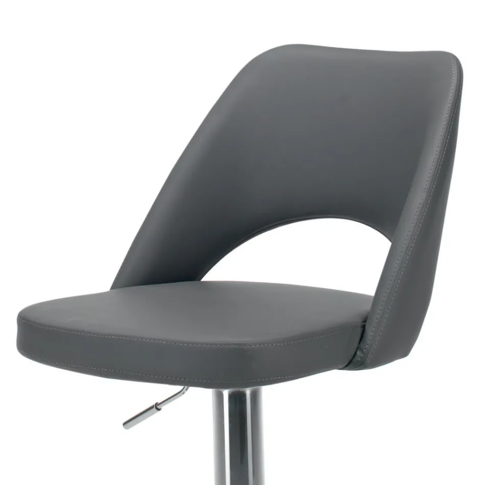 Pall i ekologiskt läder och stål med gaslyft Tillverkad i Italien - Lorenza Viadurini