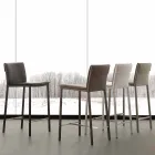 Avföring i metall och stål och modernt ekologiskt läder tillverkat i Italien Prato Viadurini