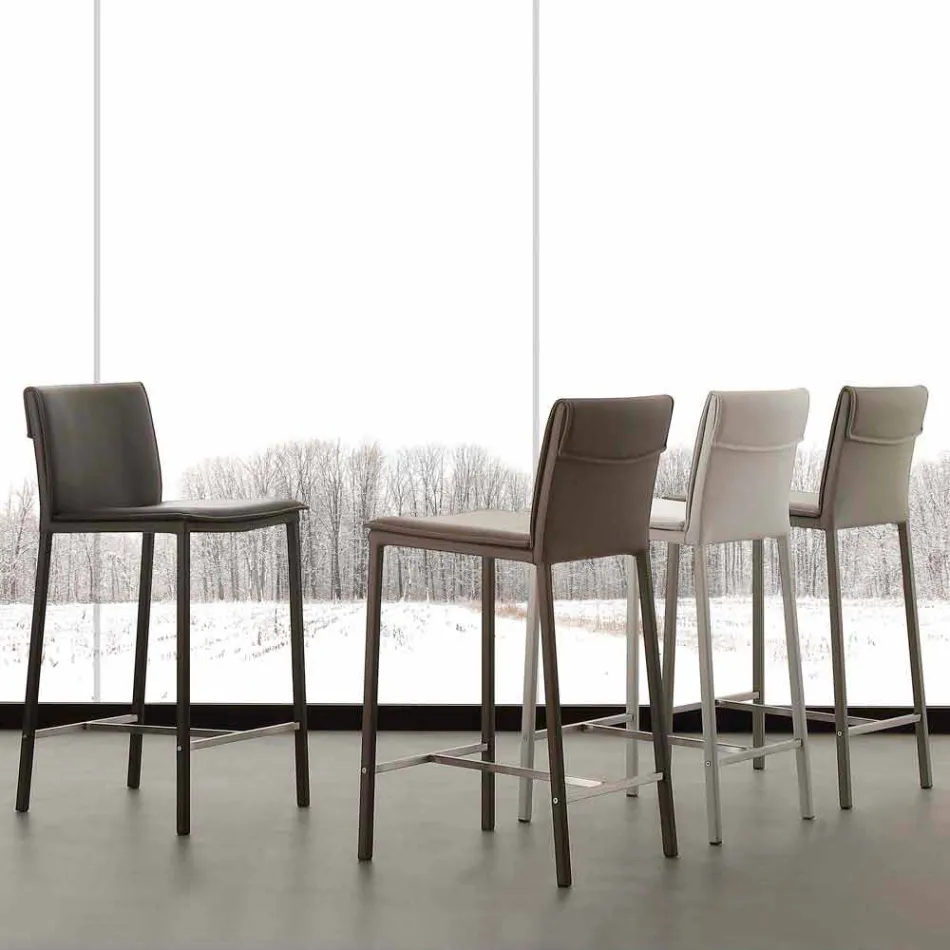 Avföring i metall och stål och modernt ekologiskt läder tillverkat i Italien Prato Viadurini