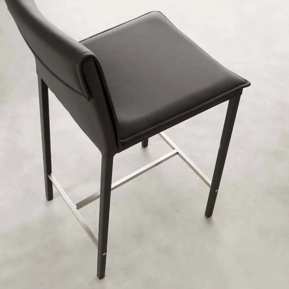 Avföring i metall och stål och modernt ekologiskt läder tillverkat i Italien Prato Viadurini