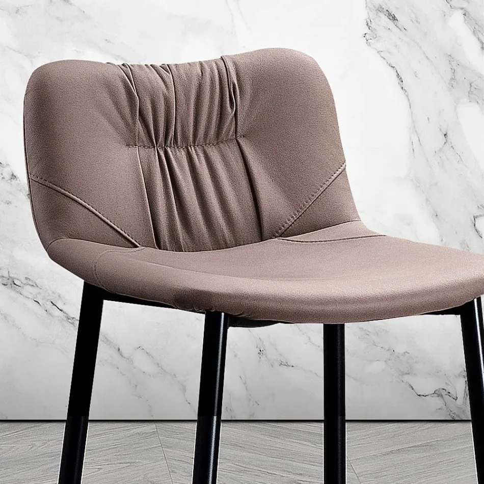 Pall i lädereffekt fibertyg och metall Tillverkad i Italien - Gohan Viadurini