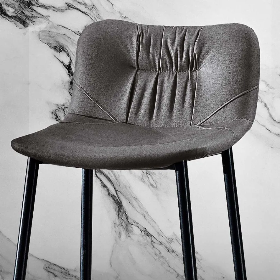 Pall i lädereffekt fibertyg och metall Tillverkad i Italien - Gohan Viadurini