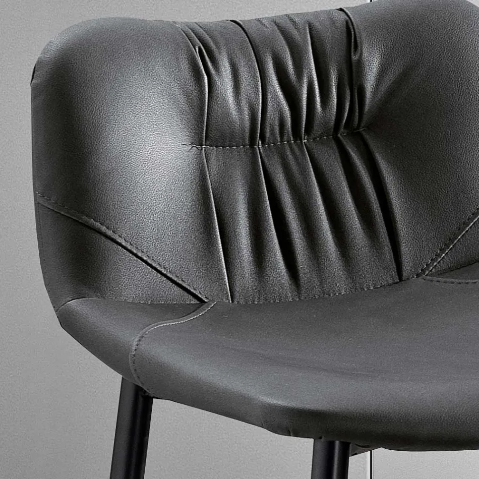 Pall i lädereffekt fibertyg och metall Tillverkad i Italien - Gohan Viadurini