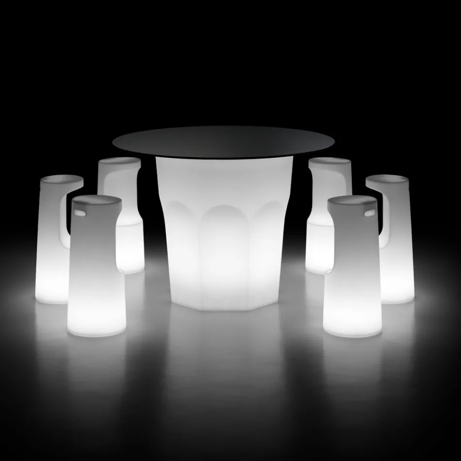Outdoor Luminous Pall i polyeten med LED-ljus Tillverkad i Italien - Forlina Viadurini