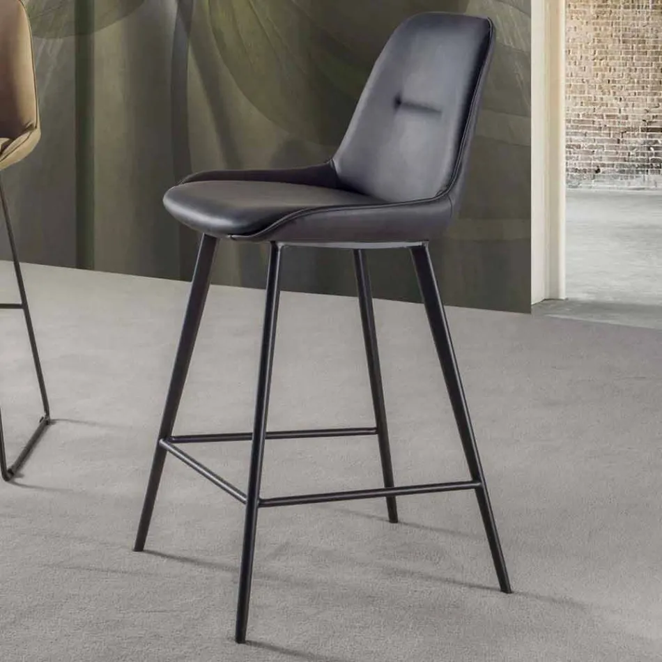 Modern pall H 80 cm, Sittplats i Ecoleather Nabuk - Ines Viadurini