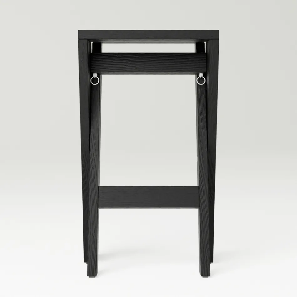 Vikbar och stapelbar pall i massiv ask - Skriv Viadurini