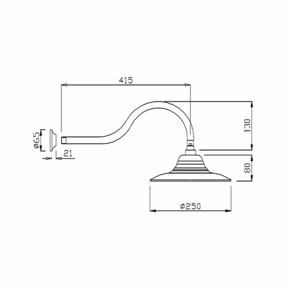 Klassiskt duschhuvud av stål med duscharm i mässing Tillverkad i Italien - Jeko Viadurini