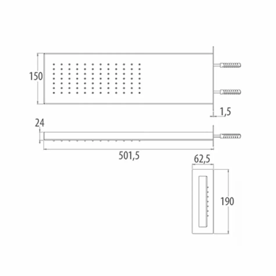 Väggduschhuvud i rostfritt stål med nederbörd Made in Italy - Net Viadurini